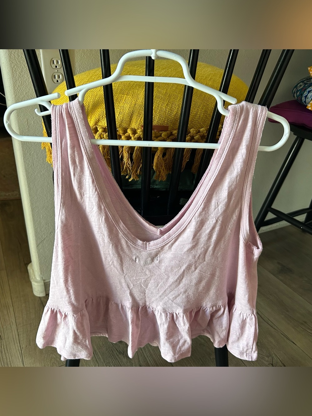 Wild Fable Light Pink Ruffle Hem Tank Top